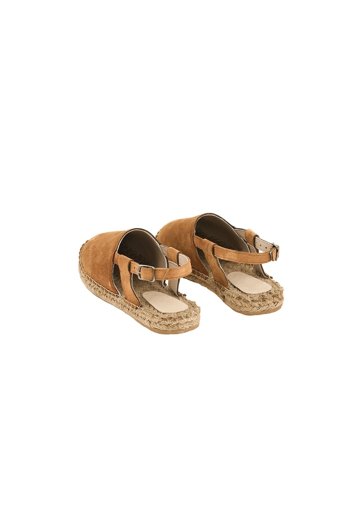 Kadın  Hakiki Deri El Yapımı Taba Espadril