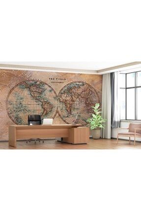 Eskitme Yuvarlak Dünya Haritası Duvar Kağıdı OZNKRLYP-HARITA-189