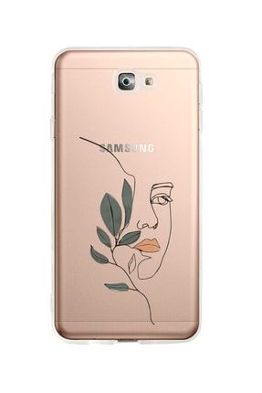 Uyumlu Samsung J7 Prime Line Art Women Desenli Premium Şeffaf Silikon Kılıf SAMJ7PRSLNEARTWOM