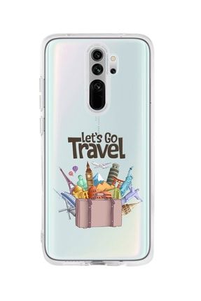 Uyumlu Redmi Note 8 Pro Let's Go Travel Desenli Premium Şeffaf Silikon Kılıf RMINOT8PROSLETGOTRV