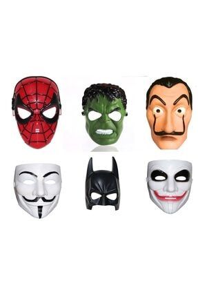 Maske Örümcek Adam Hulk Salvador Vandetta Batman Ve Joker Maskesi 6 Adet 6 adet masske