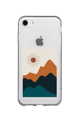 Iphone Se Uyumlu Mountain Sun Desenli Premium Şeffaf Silikon Kılıf IPHSESGUNDG