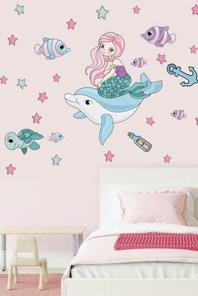 Deniz Kızı ve Balıklar Temalı Çocuk Odası Banyo Duvar Sticker assticker0071