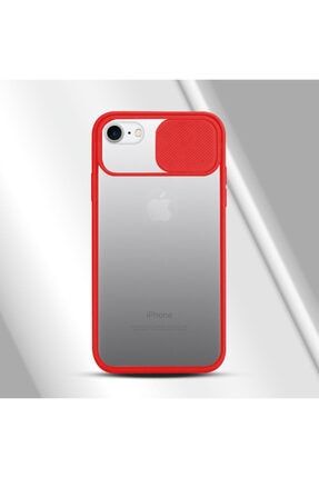 Iphone 6 / 6s Kamera Uyumlu Lens Korumalı Sürgülü Kırmızı Silikon Kılıf Slayt Özellikli Arka Kapak SLD-IPH6G
