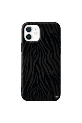 Iphone 12 Siyah Renkli Silikon Siyah Zebra Desenleri Telefon Kılıfı Ptr051-iPhone-12