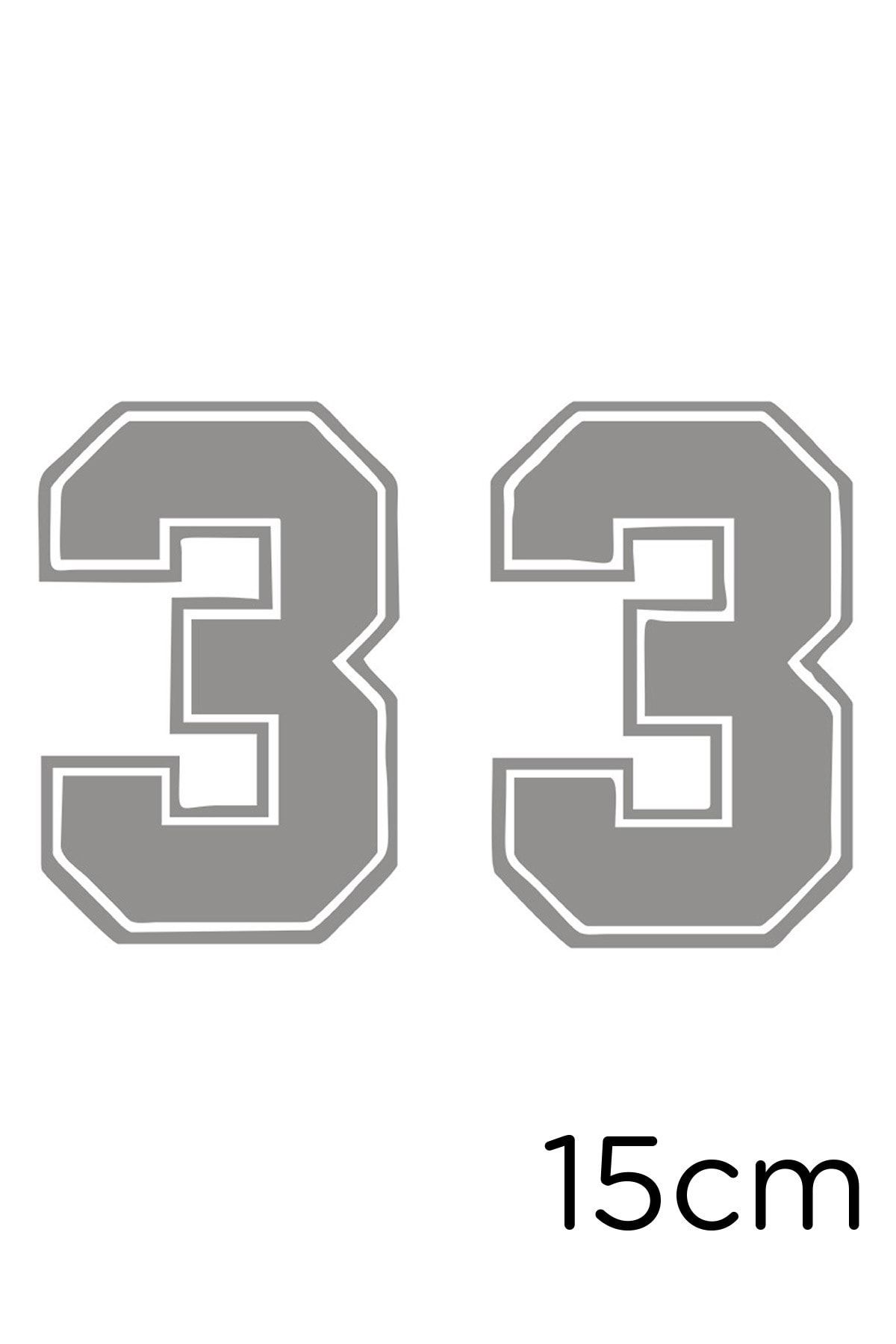 MIGNATIS Autocolant Cu Număr De 33 De Contur Exterior 15 Cm - Gri - One Size