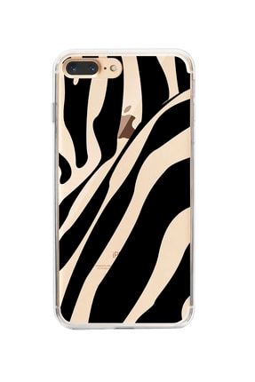 Iphone 8 Plus Uyumlu Zebra Desenli Premium Şeffaf Silikon Kılıf IPH8PSZEBRA