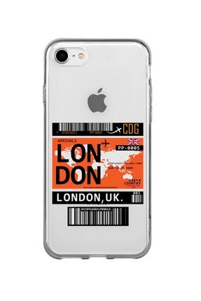 Iphone Se Uyumlu London Bilet Tasarımlı Premium Şeffaf Silikon Kılıf IPHSESLNDN