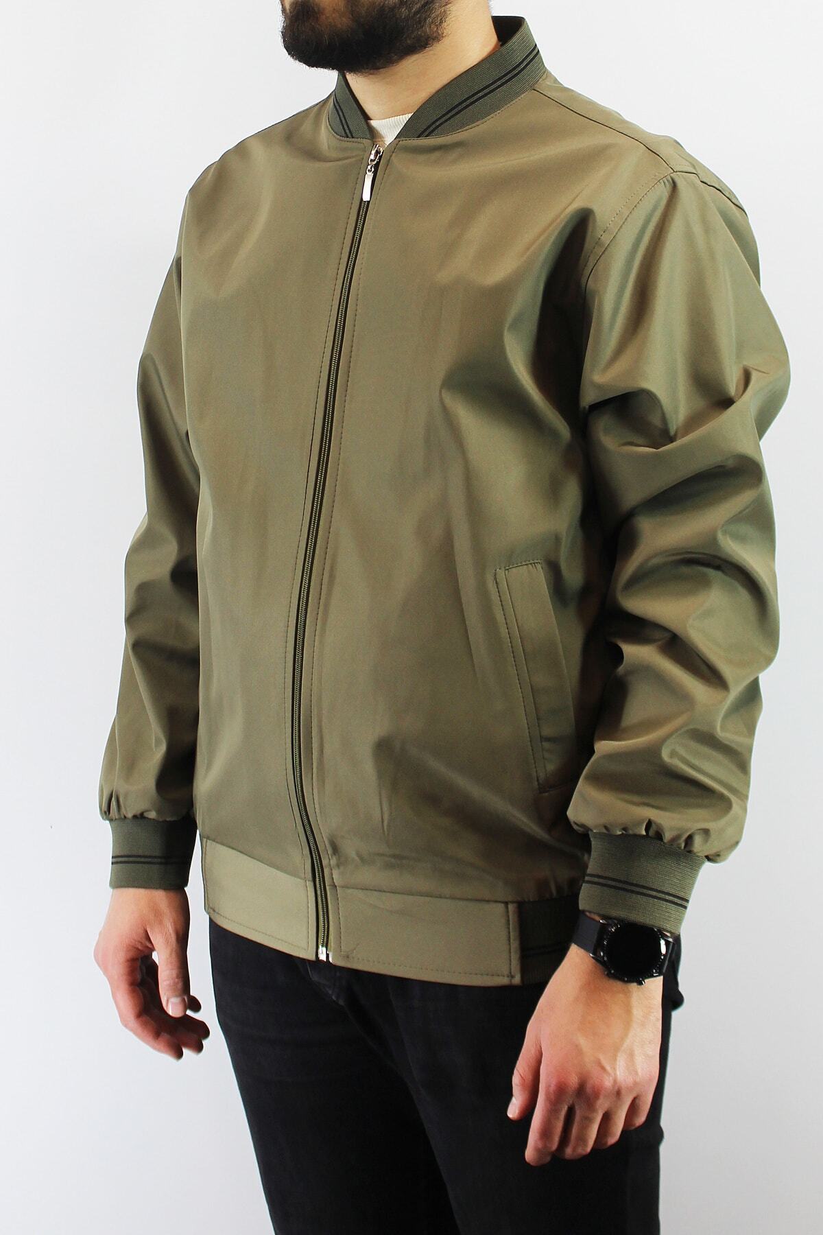 Moda Tint Erkek Vizon Yakasız Klasik Bonded Mont görsel 4