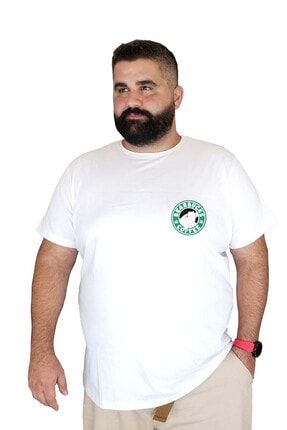 Büyük Beden Pamuklu T-shirt baskili10atlayan