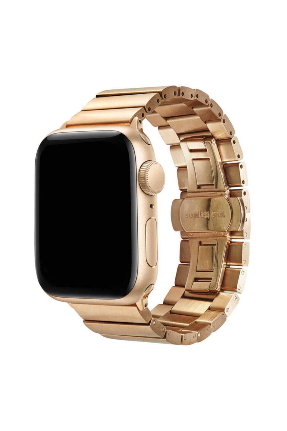 Apple Watch Uyumlu 38mm Metal Katlamalı Kordon - Rose Gold