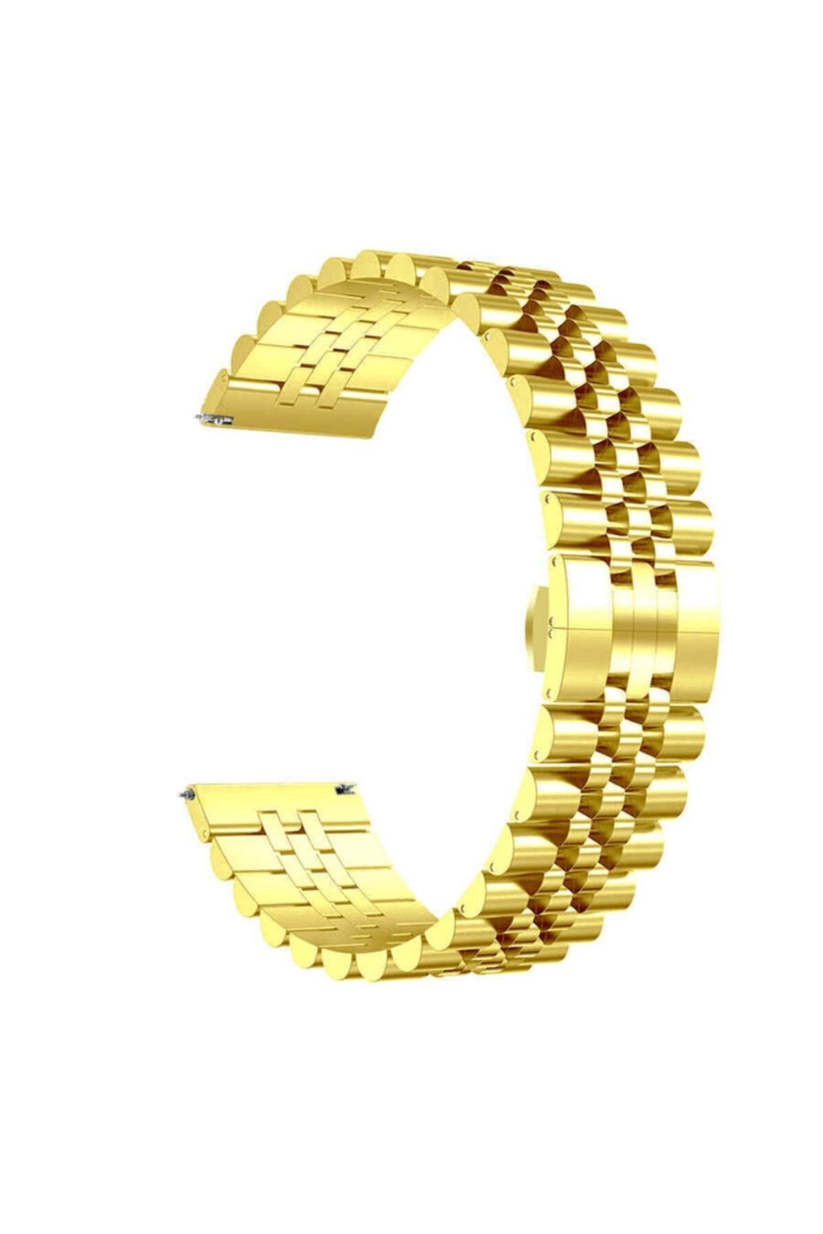 Huawei Honor Magic 2 Uyumlu 46mm 22mm Metal Kordon - Gold