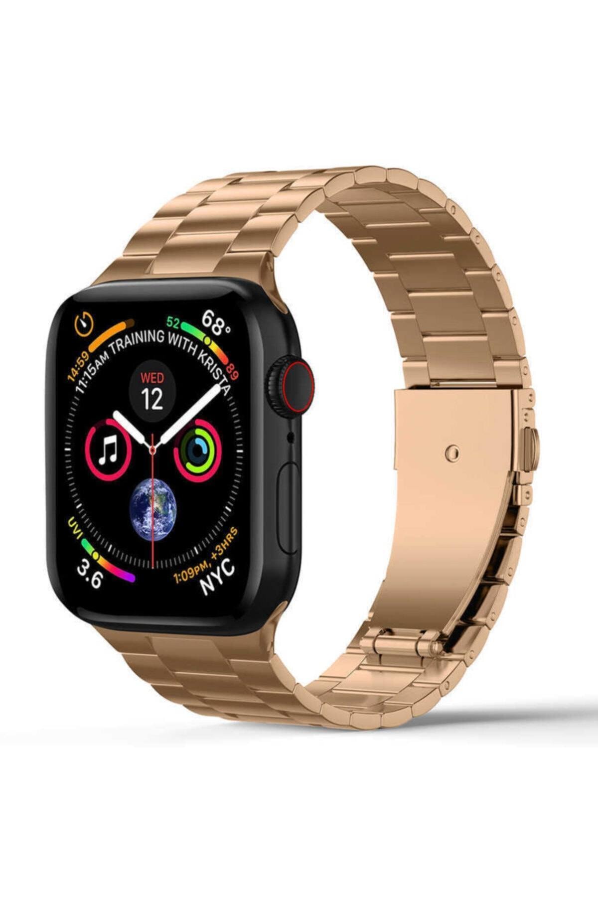 Apple Watch Uyumlu 40mm Klipsli Metal Kordon - Gold
