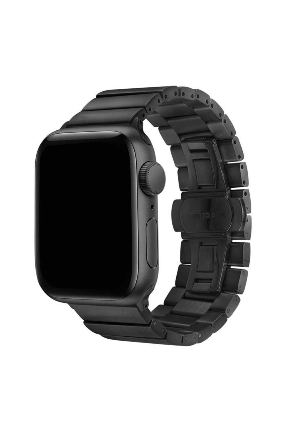 Apple Watch Uyumlu 38mm Metal Katlamalı Kordon - Siyah
