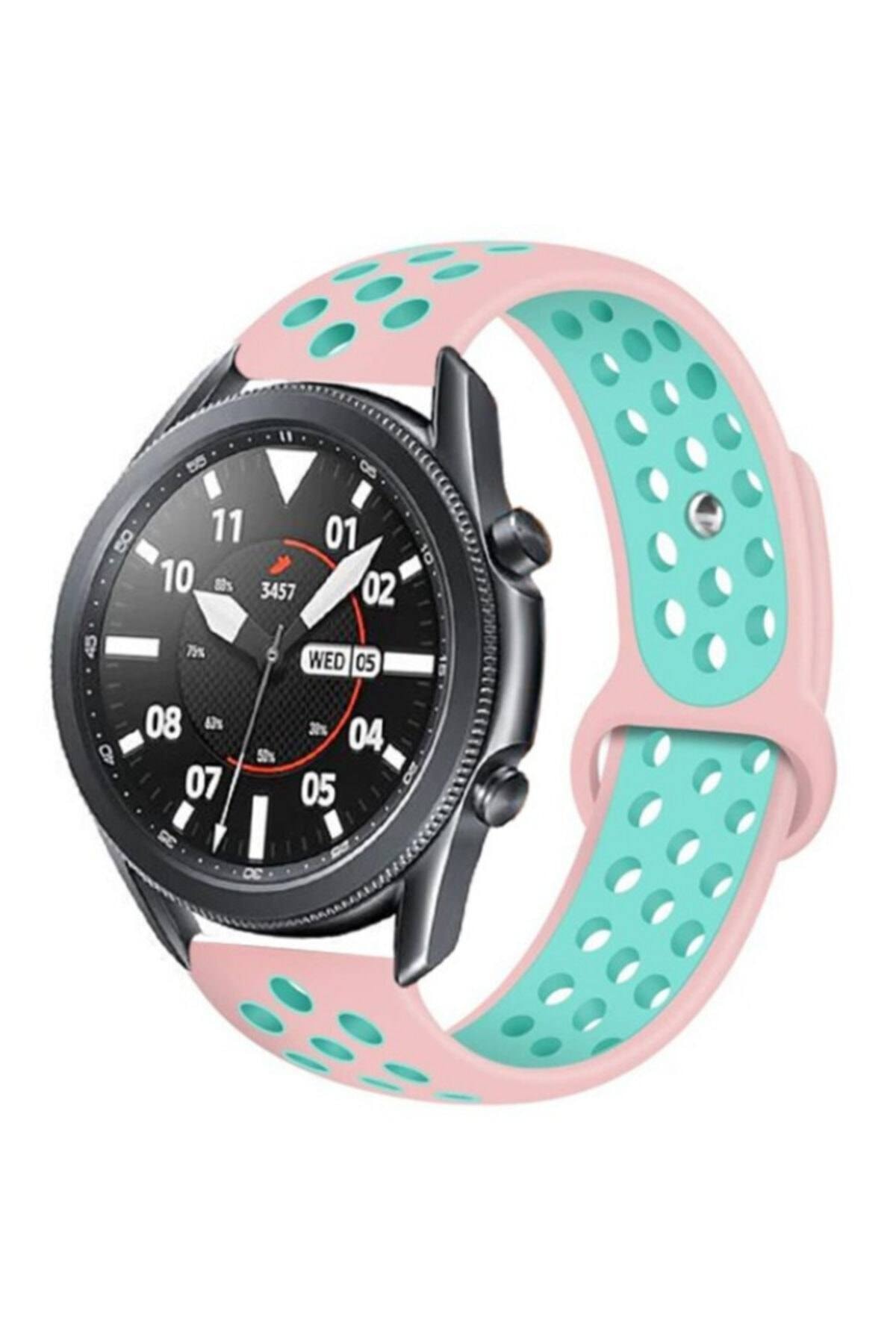 Huawei Gt2 Uyumlu 46mm Silikon Kordon - Pembe-yeşil