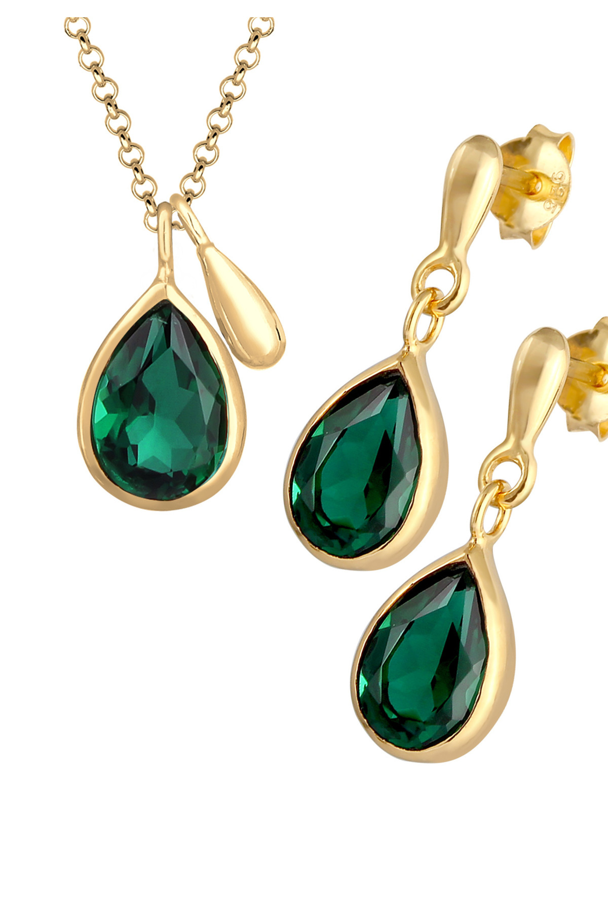 ELLI-Schmuckset Kette Ohrringe Drop Quarz Grün 925 Gümüş 6