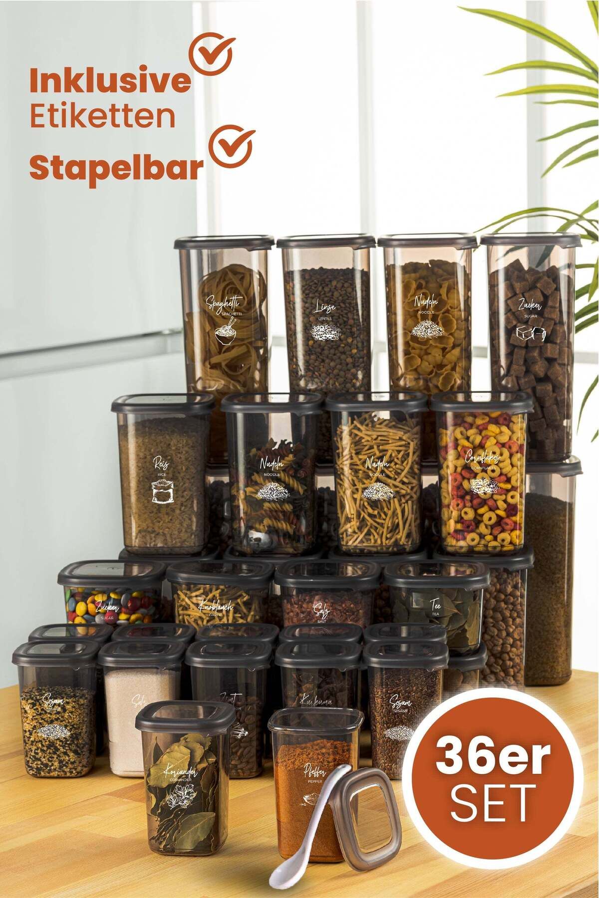 Viwares Luftdichte Vorratsdosen mit Deckel von Peggy | 36er Vorratsbehälter Set