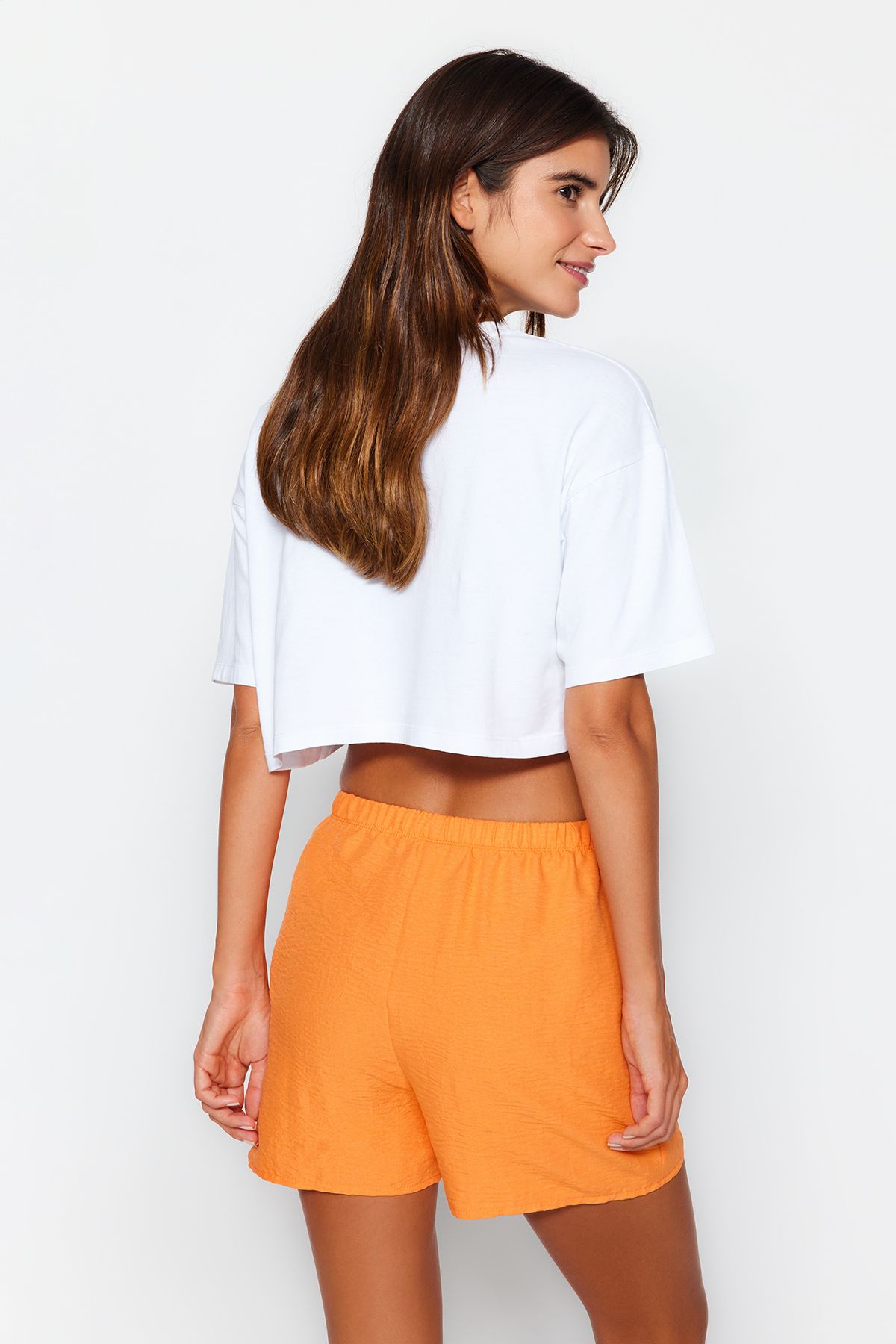 Trendyol Collection-Orange-Mehrfarbig 2er-Pack Shorts gewebte Pyjamahose THMSS23SR00020 3