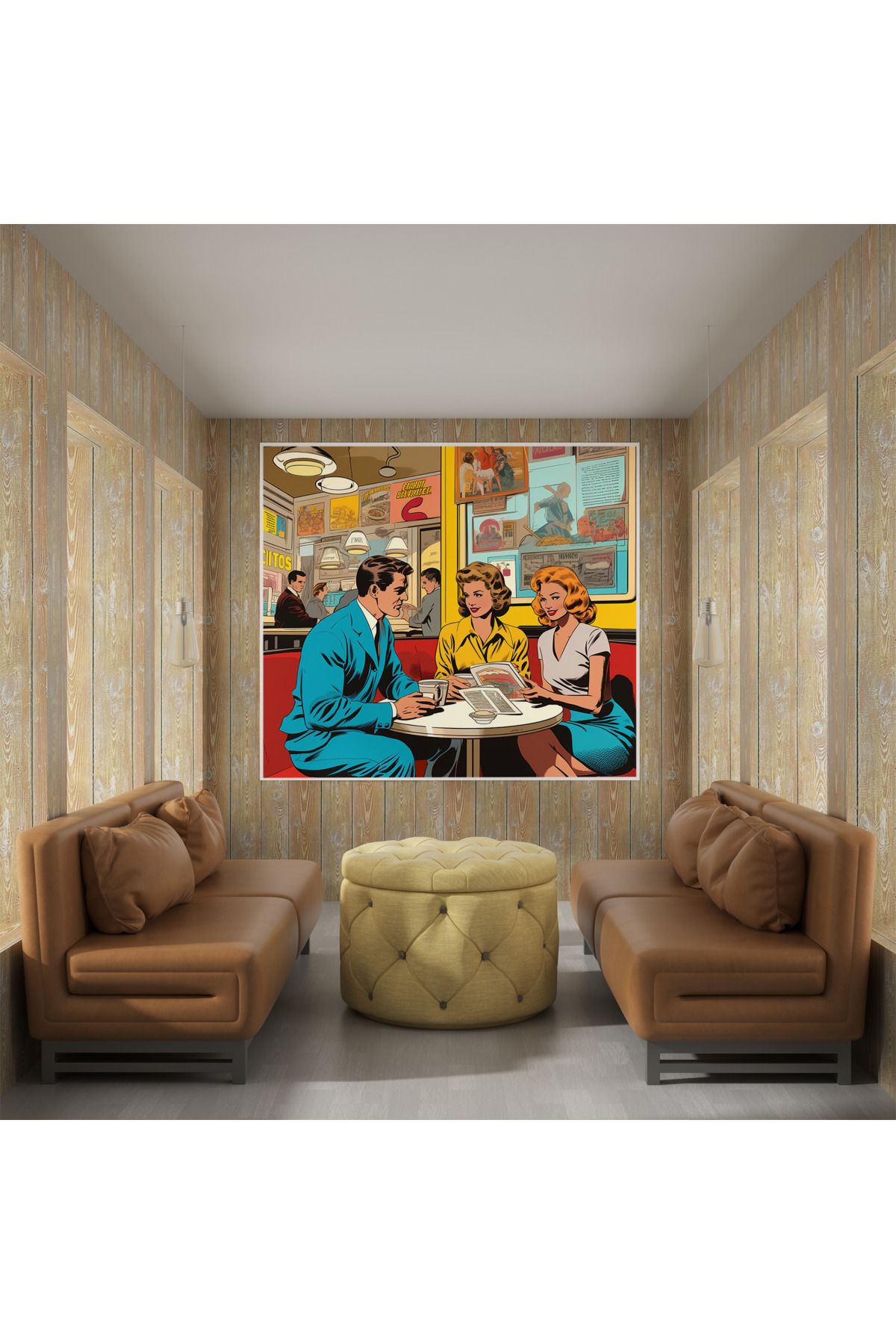 PaintedAnarchy-Retro Pop Art Coffee Shop Canvas Print 2
