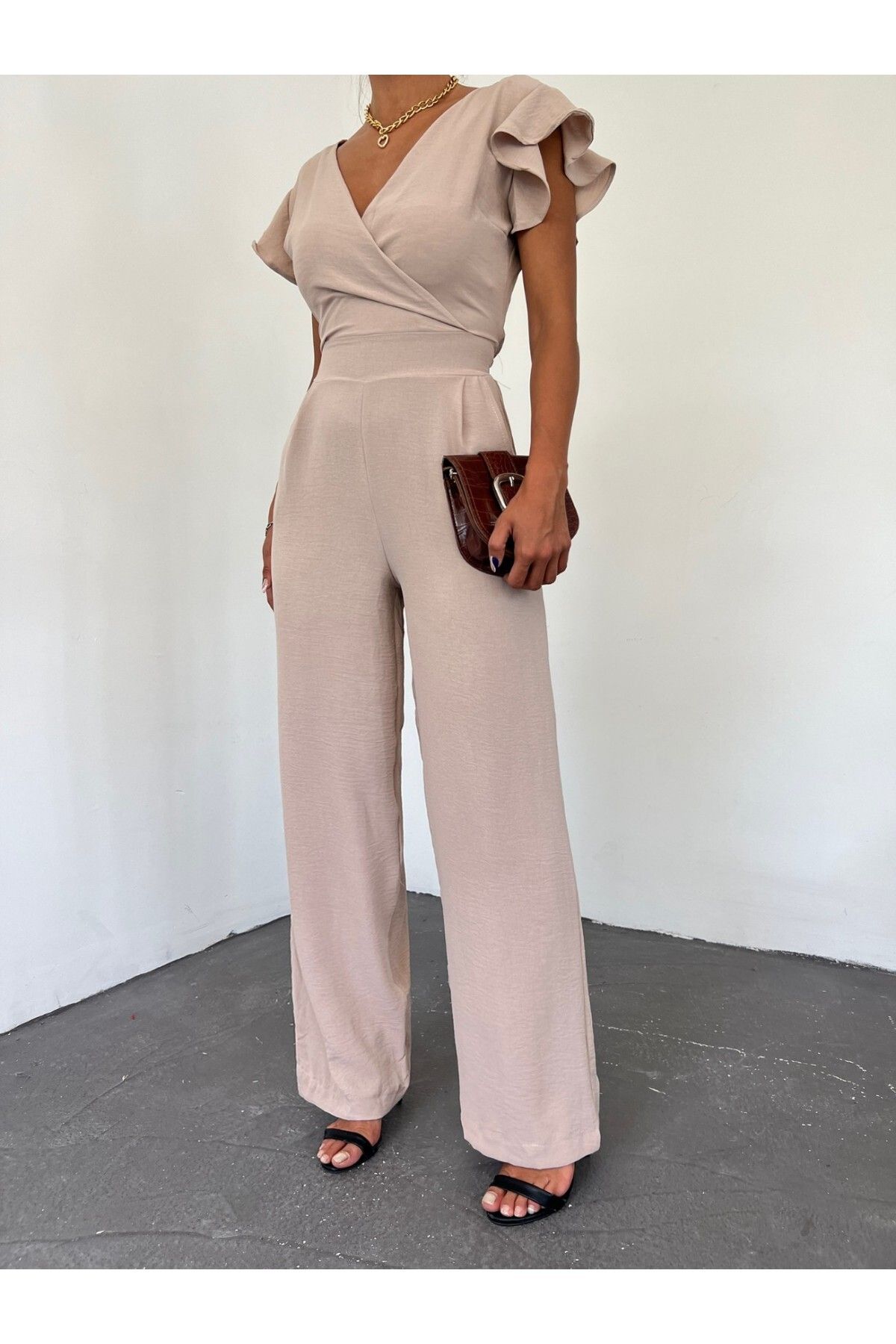 Grey and pink jumpsuit top