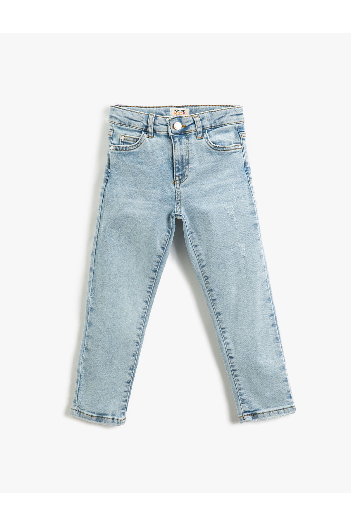 Koton شلوار جین ساق راست کمر معمولی نخی - صاف با الاستیک قابل تنظیم