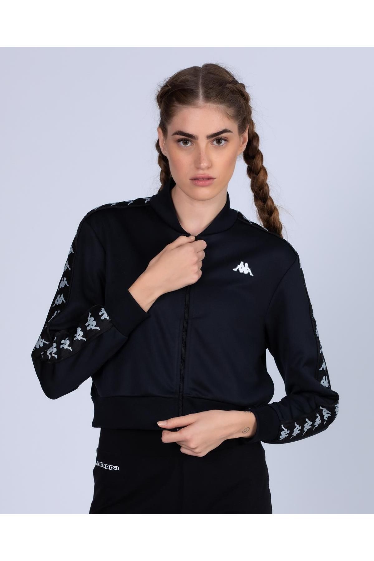 Kappa 222 Banda Asber Women s Black White Regular Fit Sweatshirt