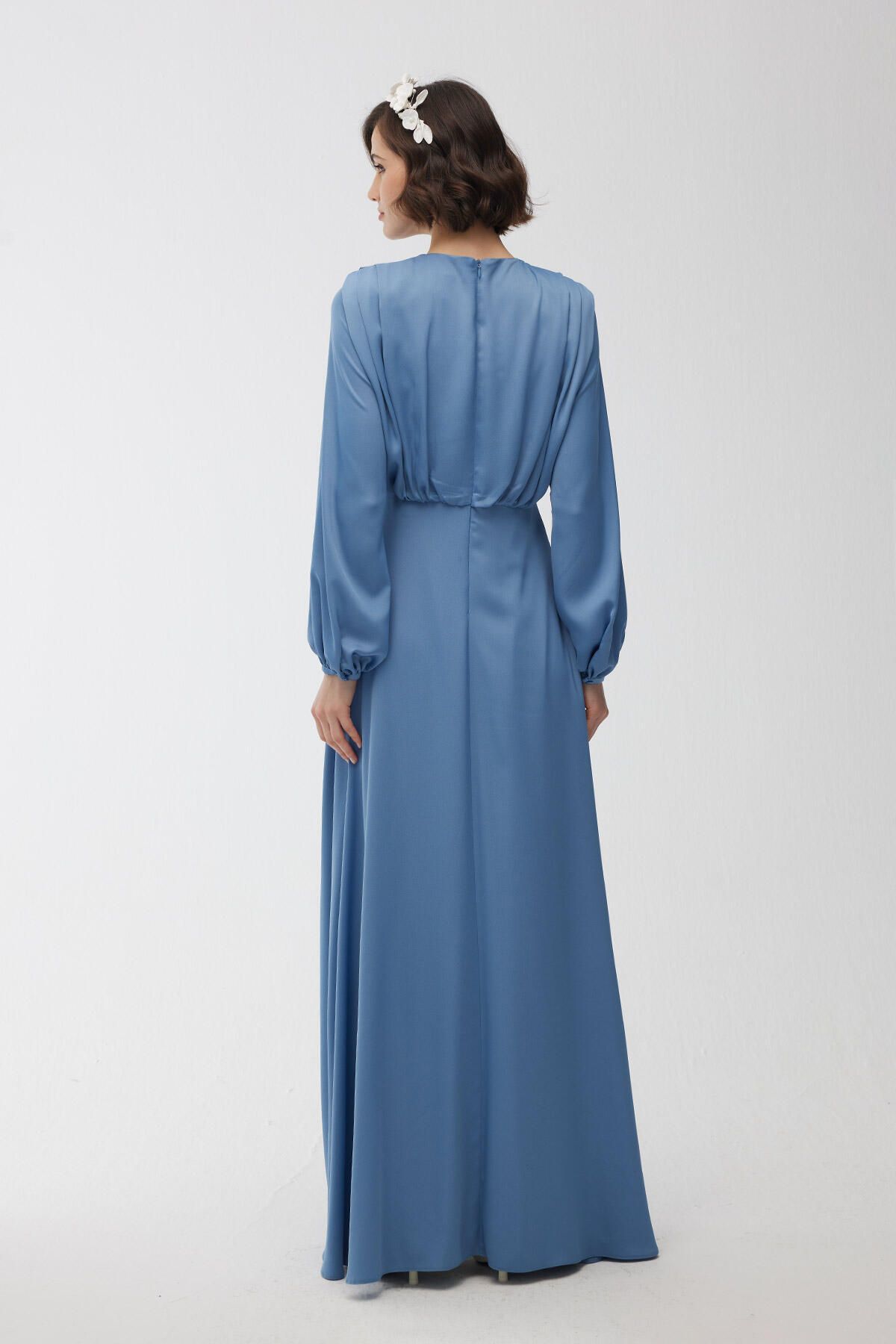 Manuka-Silk Satin Evening Dress Blue 6