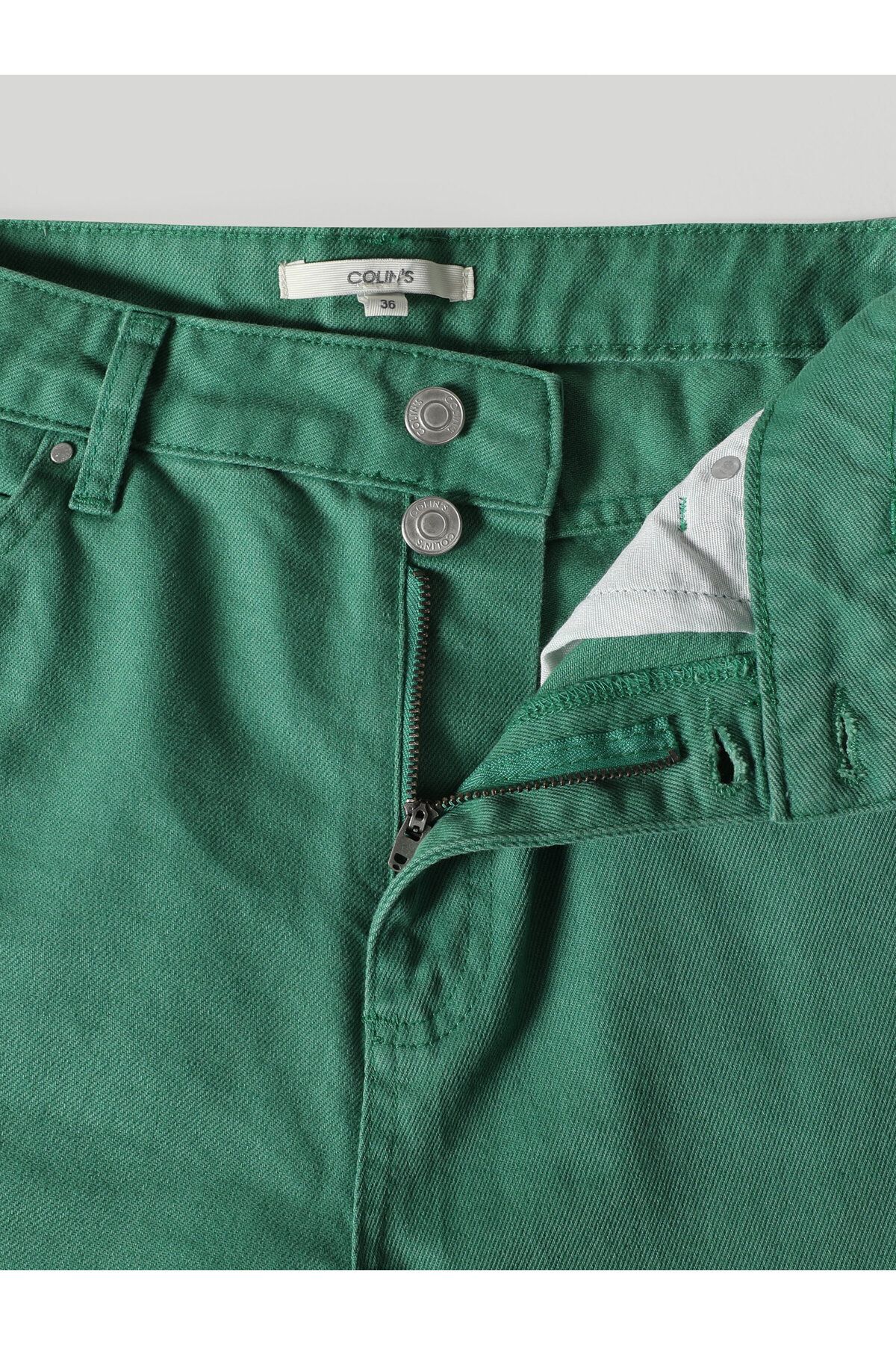 Yeşil Kadın Kargo Pantolon Soluk Efektli Düz Paça Normal Kesim