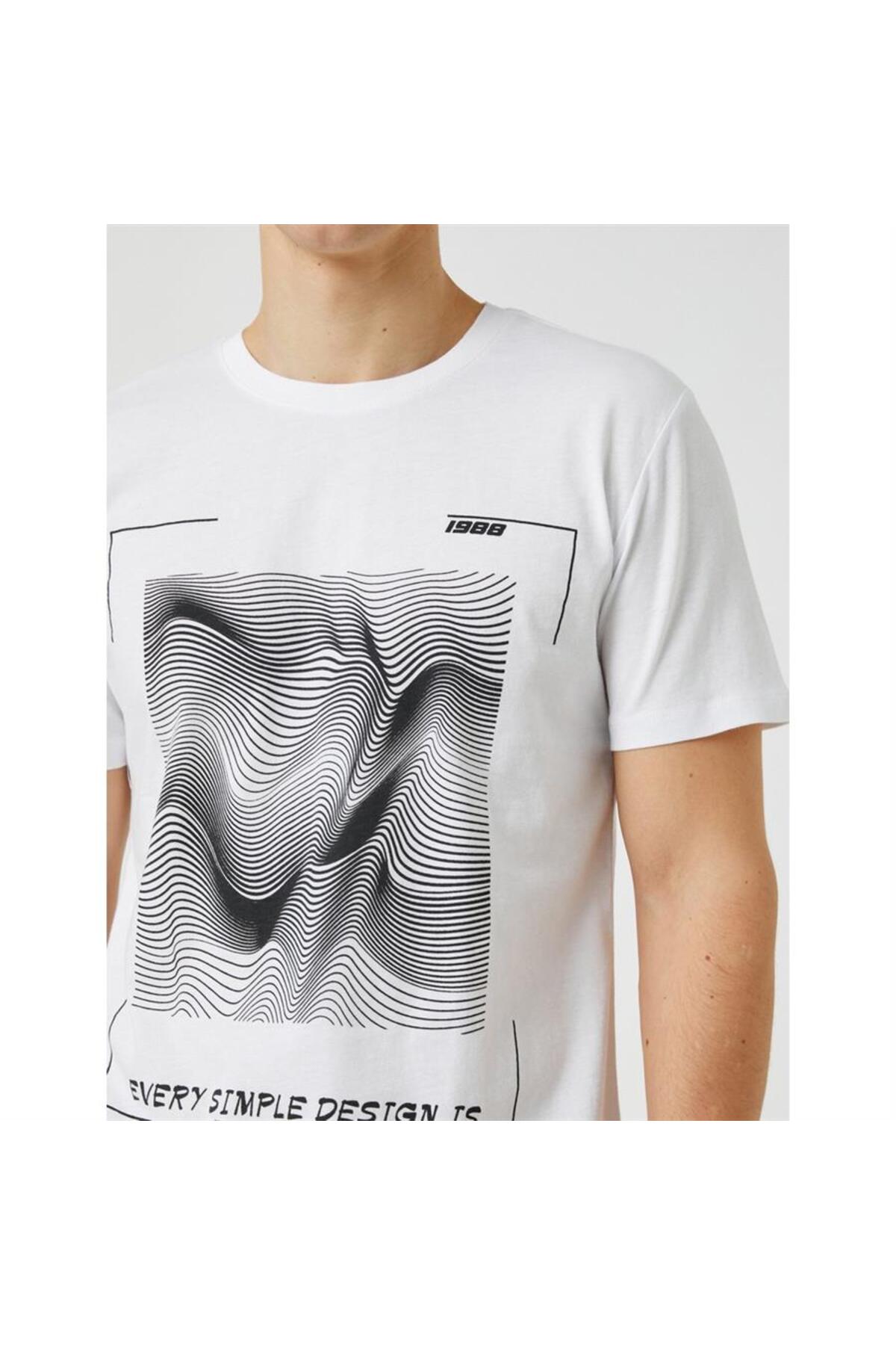 تیشرت مردانه سفید کوتون | 23YY59001136 اورجینال - تصویر 5