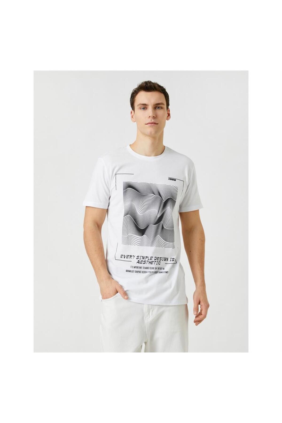 تیشرت مردانه سفید کوتون | 23YY59001136 اورجینال - تصویر 2