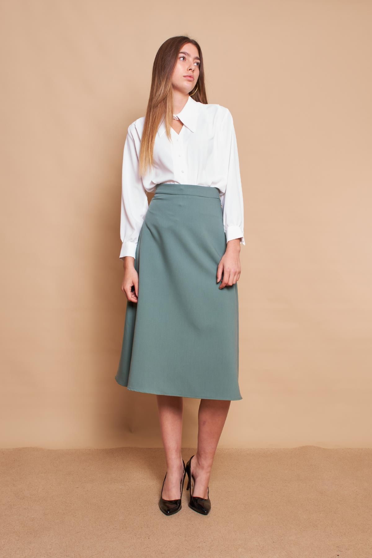 Green high waisted skirt best sale