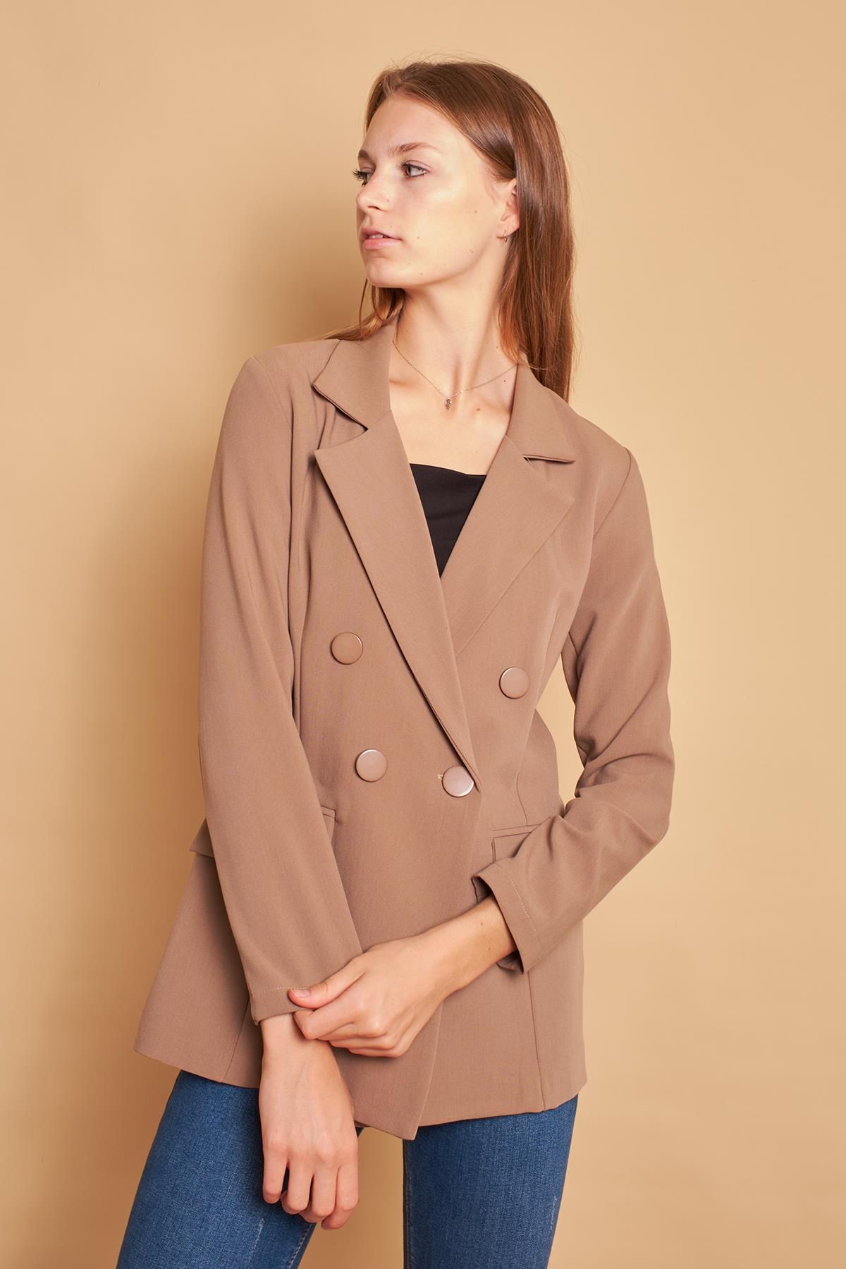 Jument Women s Button Detailed Long Sleeve Stylish Office Ornament