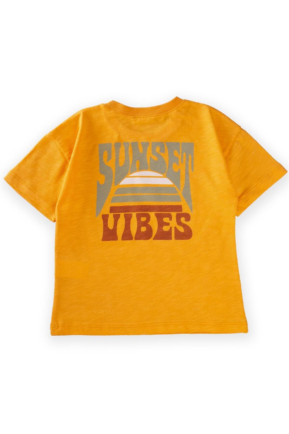 Cigit تی شرت چاپ شده Sunset Vibes سن 2-10 نارنجی