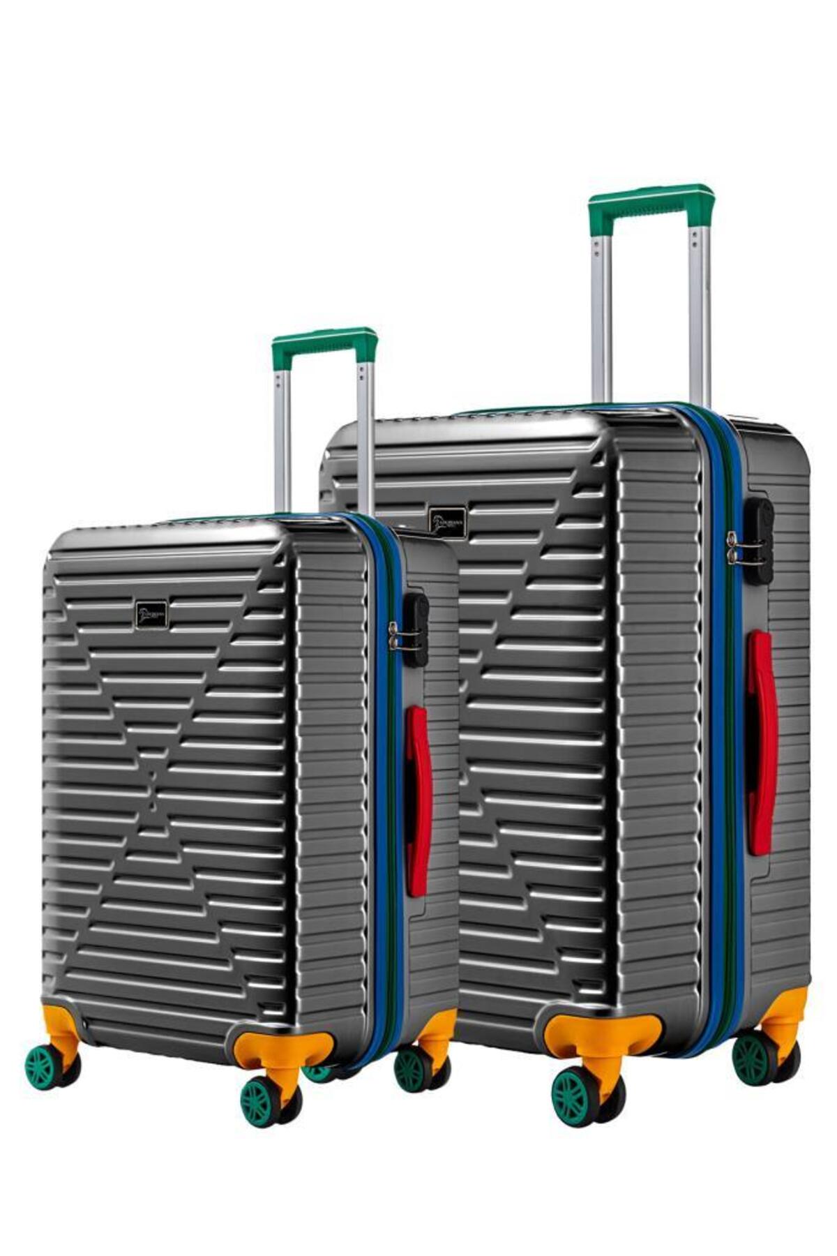 louisiana polo Büyük Ve Orta Boy 2'li Valiz Seti %100 Polikarbon Valiz 4x2 Teker Antrasit 1088