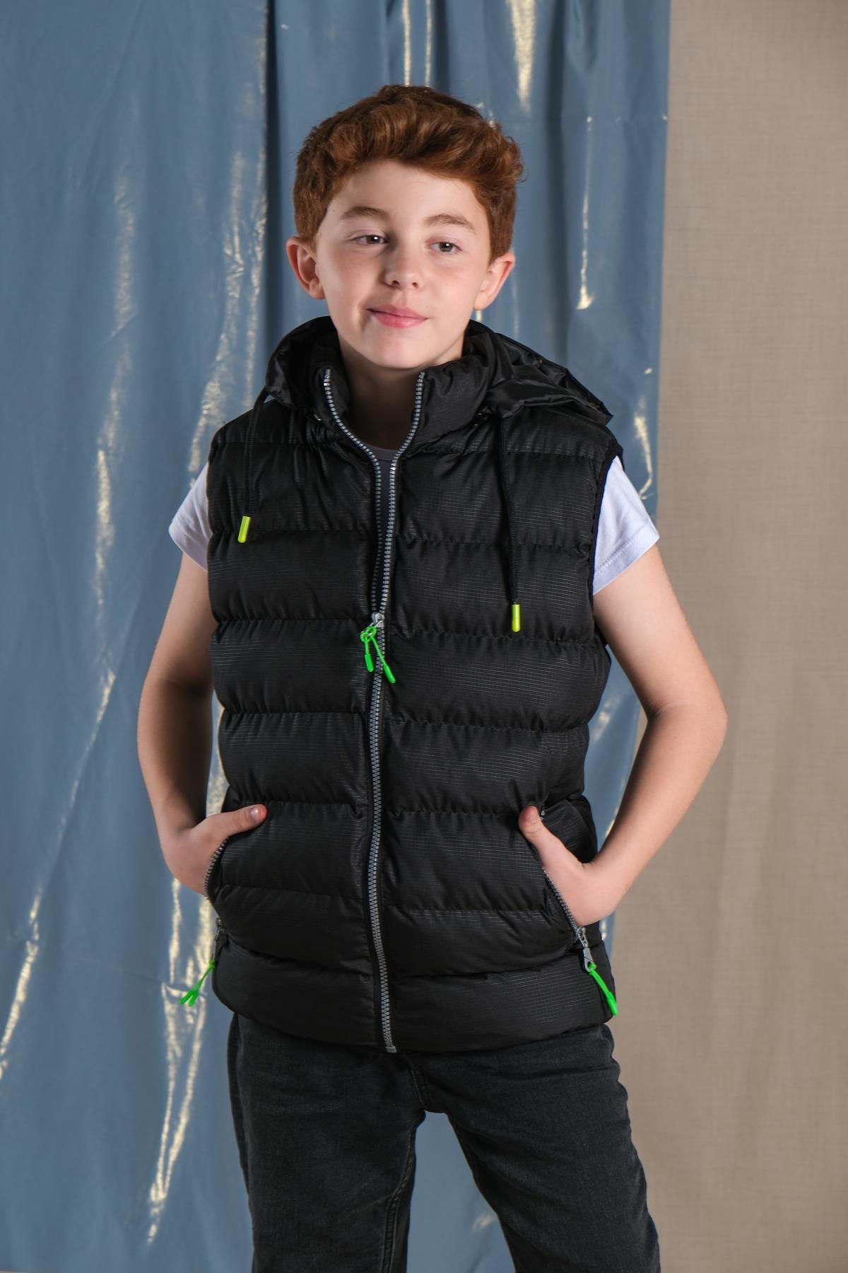 Puffer Vest with Removable Hood