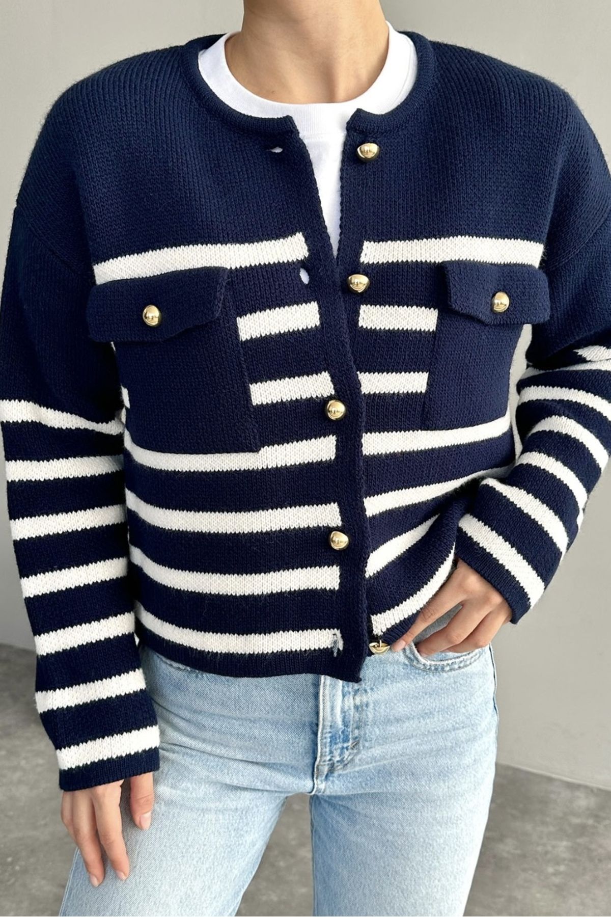 Blue and gold top cardigan