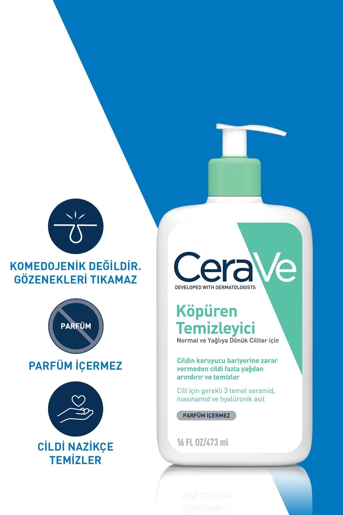 پاک کننده صورت کف 473 میل برای پوست طبیعی و روغنی 2 قطعه CeraVe