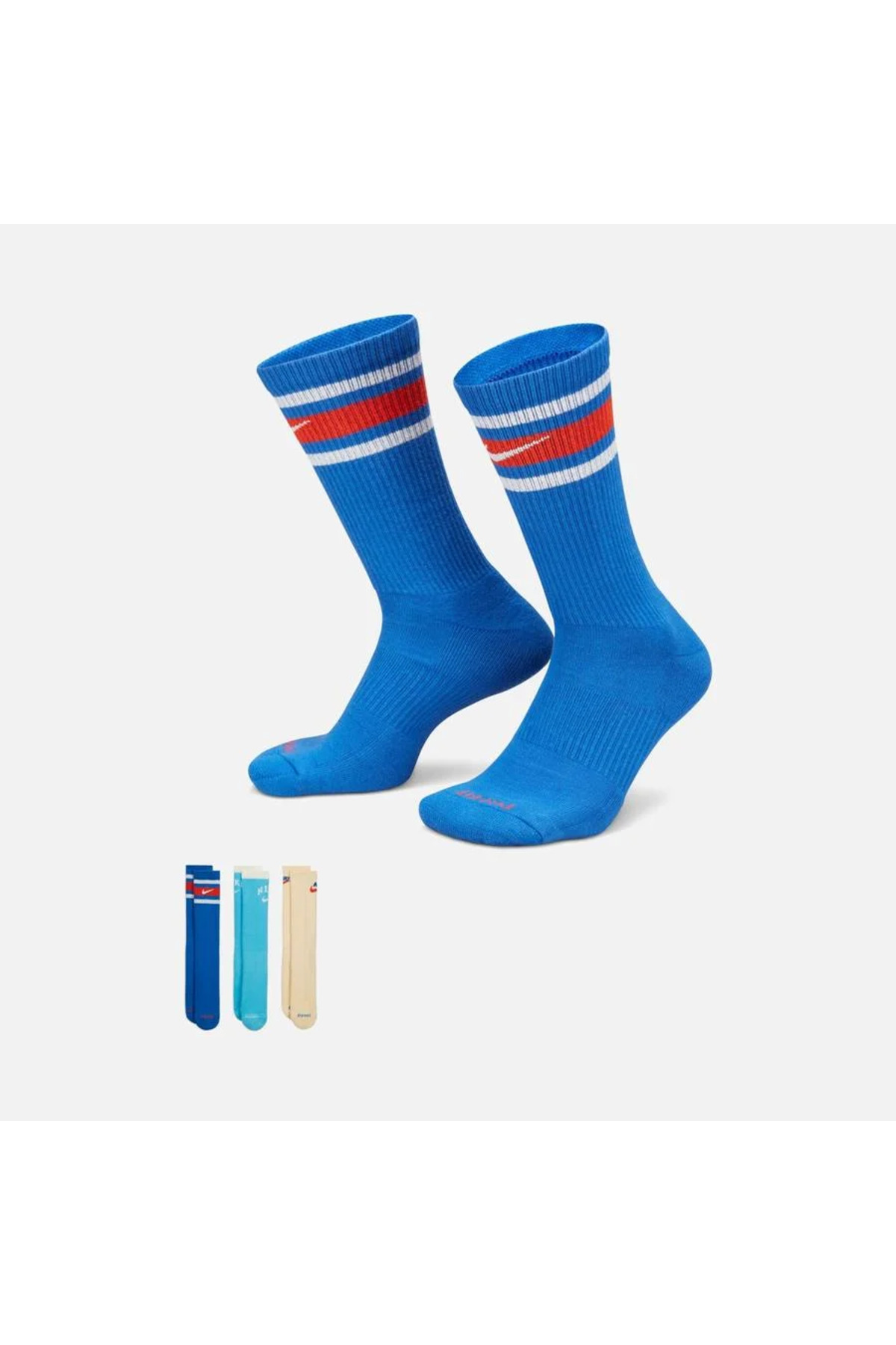 Nike Dri-Fit Everyday Plus Cushioned Crew Retro Style Atlethic Training (3 Pairs) Unisex Çorap