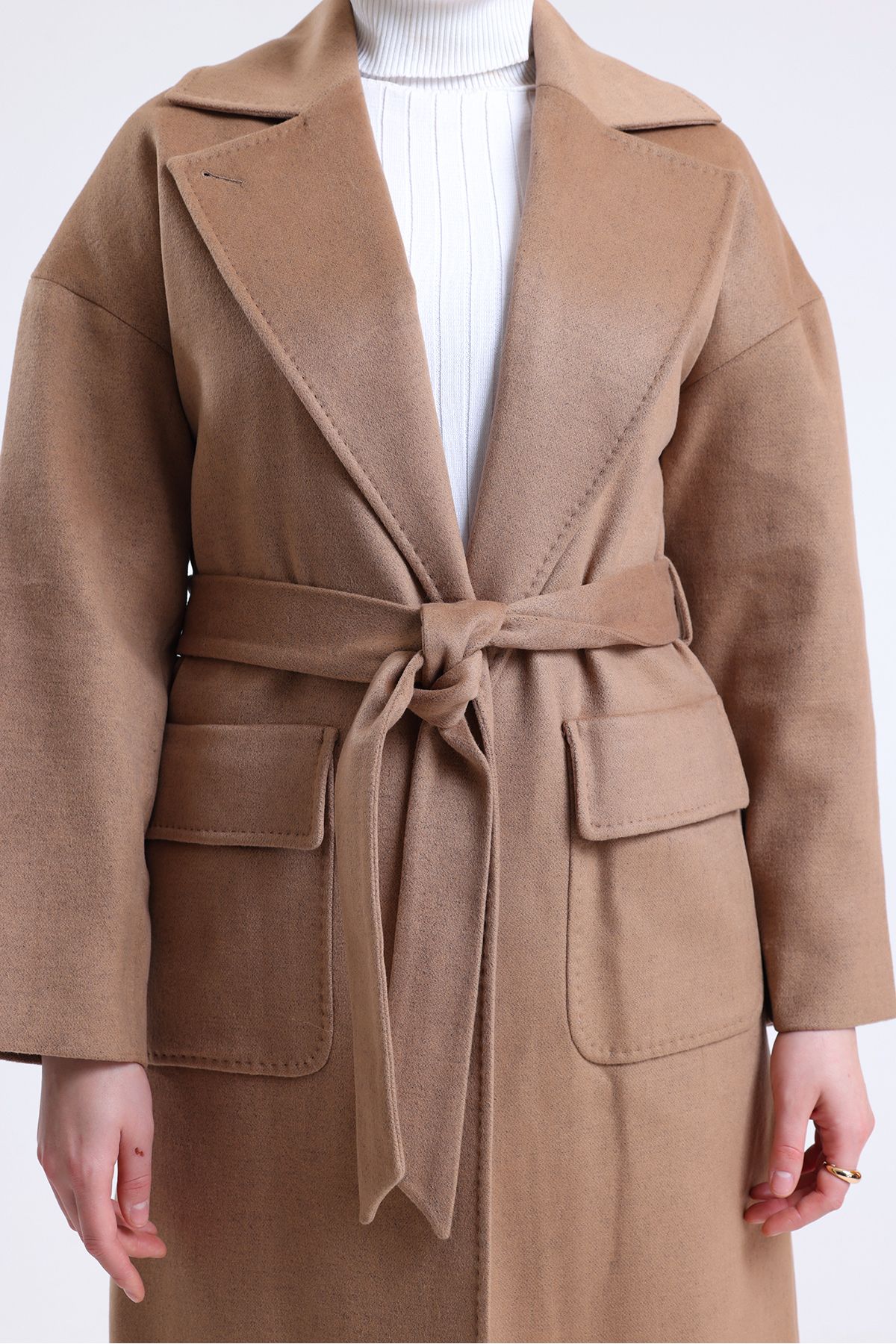 Zara camel wrap coat online