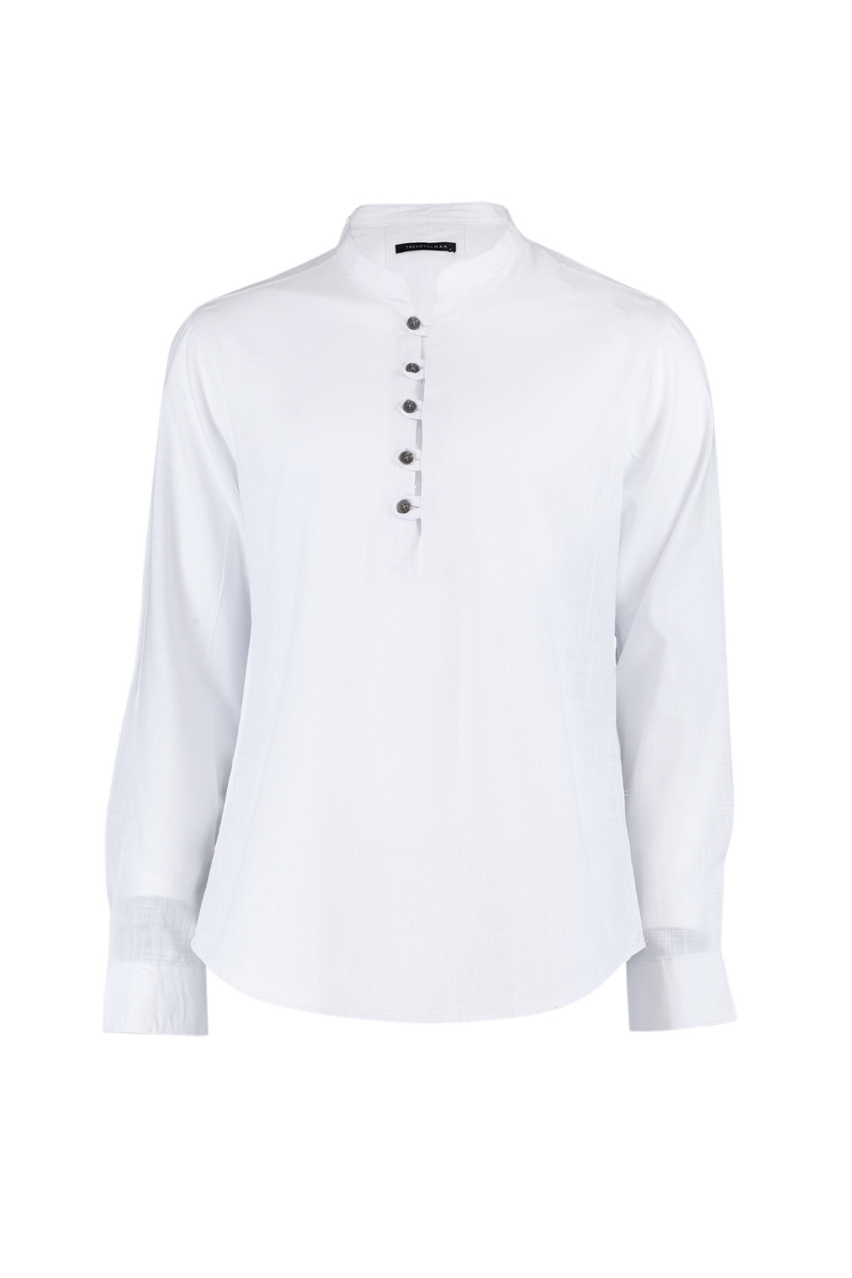 Trendyol Collection-Fehér Slim Fit nyakörvű ing - 100% pamut TMNSS20GO0097 6