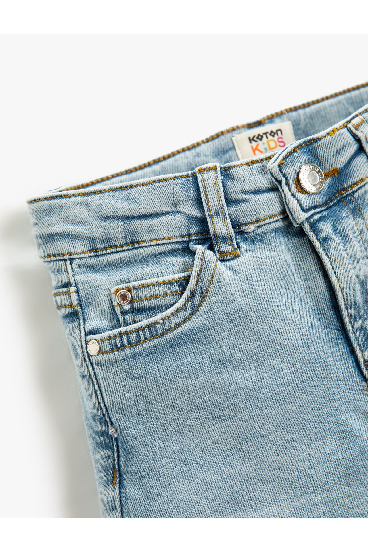 Koton شلوار جین ساق راست کمر معمولی نخی - صاف با الاستیک قابل تنظیم