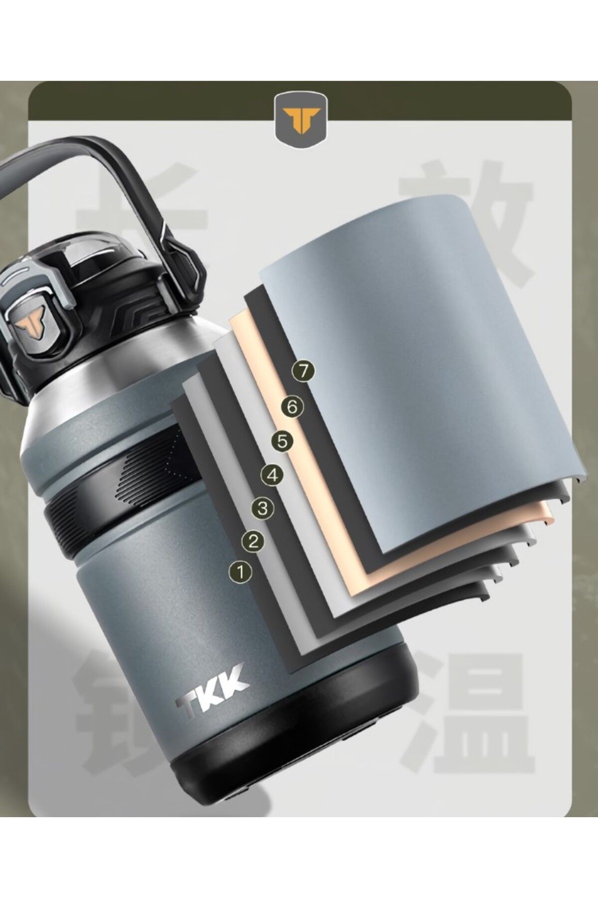 فلاسک خاکستری ترموس با ظرفیت زیاد 1000 میل ، سایز بزرگ 316 استیل ضد زنگ Thermos T2031 TKK