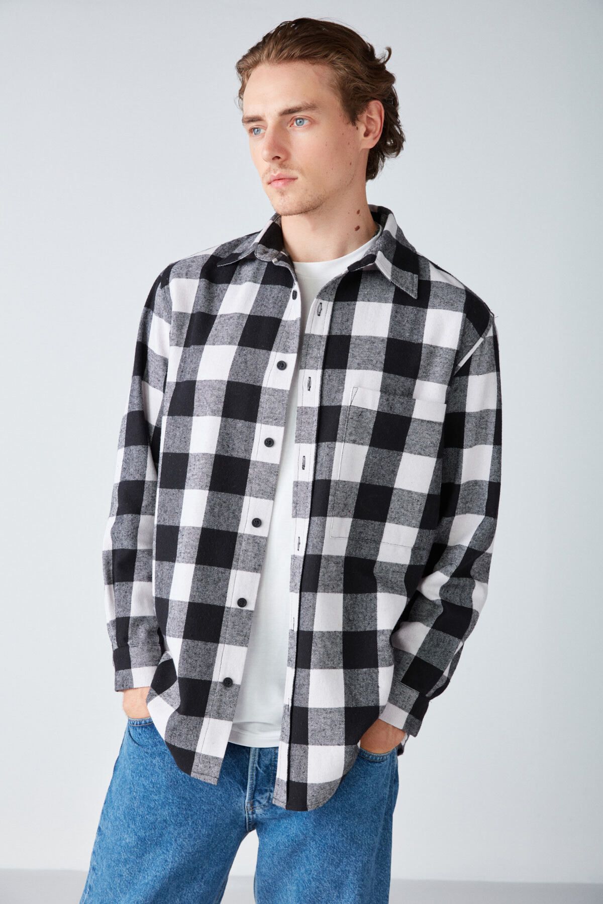 GRIMELANGE Cullen Men s Lumberjack Shirt Thick Textured Fleece Top