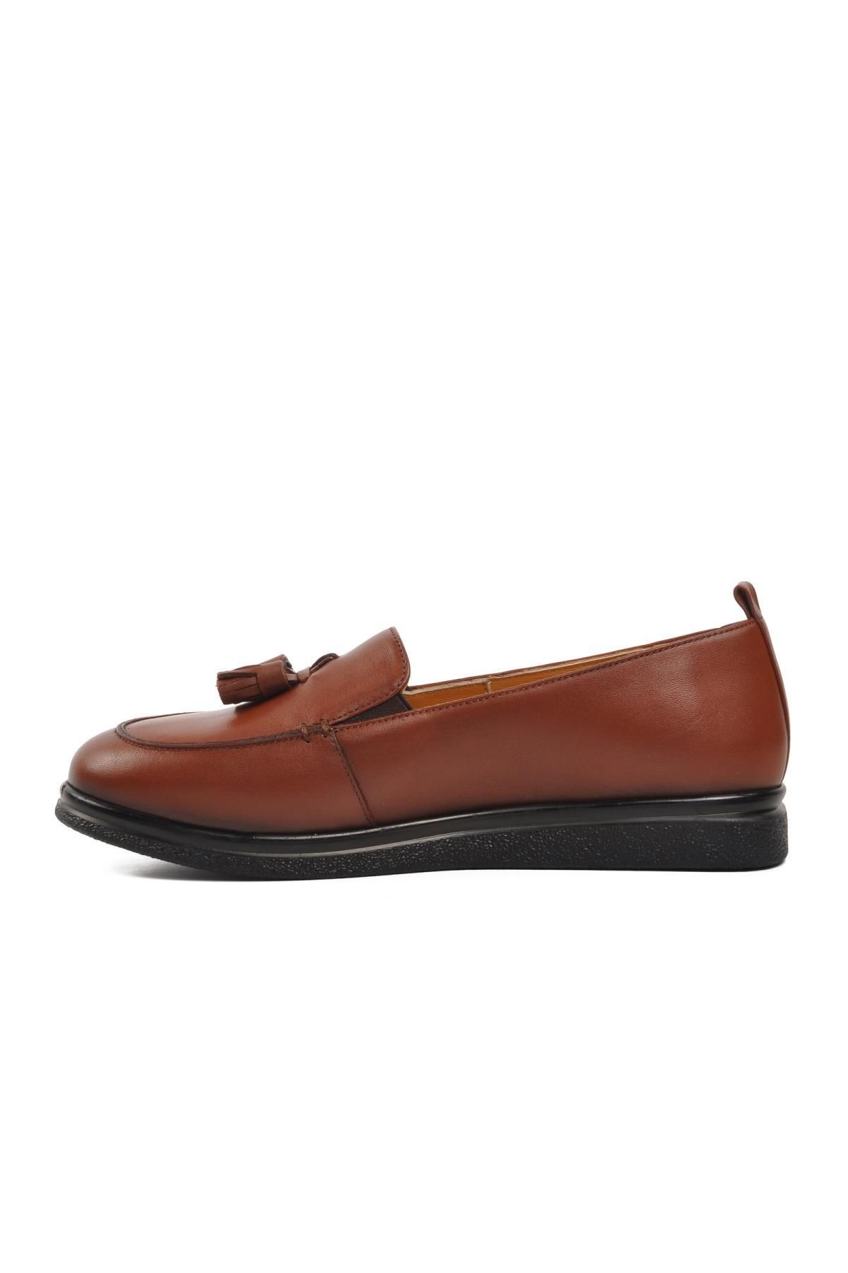 AYAKMOD-44278 Γυναικεία Loafer Παπούτσια Tan Γνήσιο Δέρμα 3