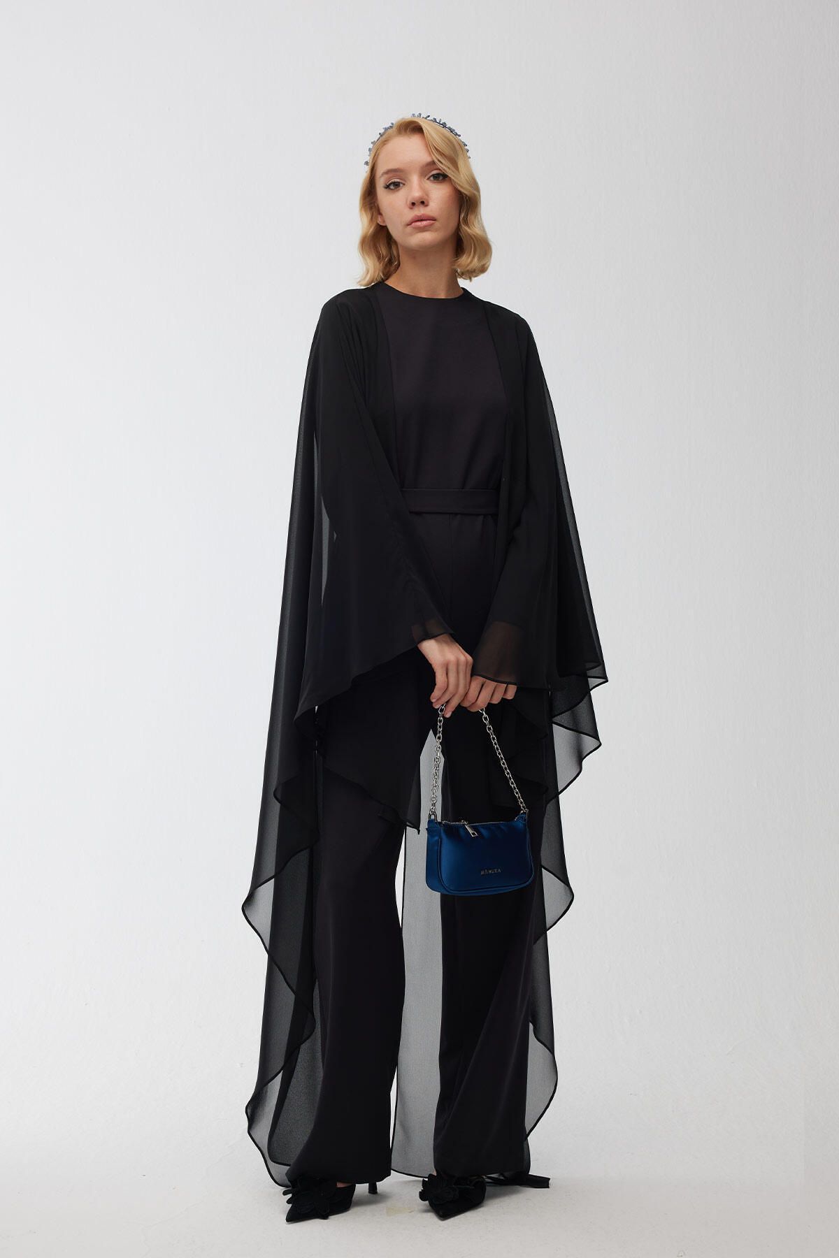 Manuka-Cape Abendkleid Overall Schwarz 1