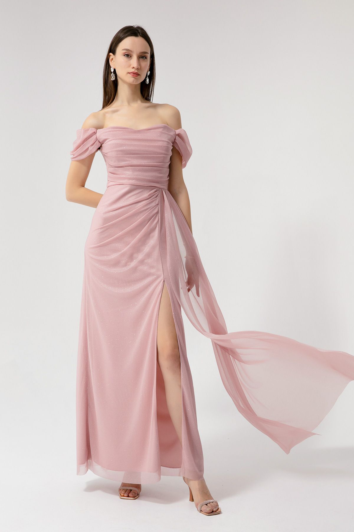 Pink boat neck dress discount
