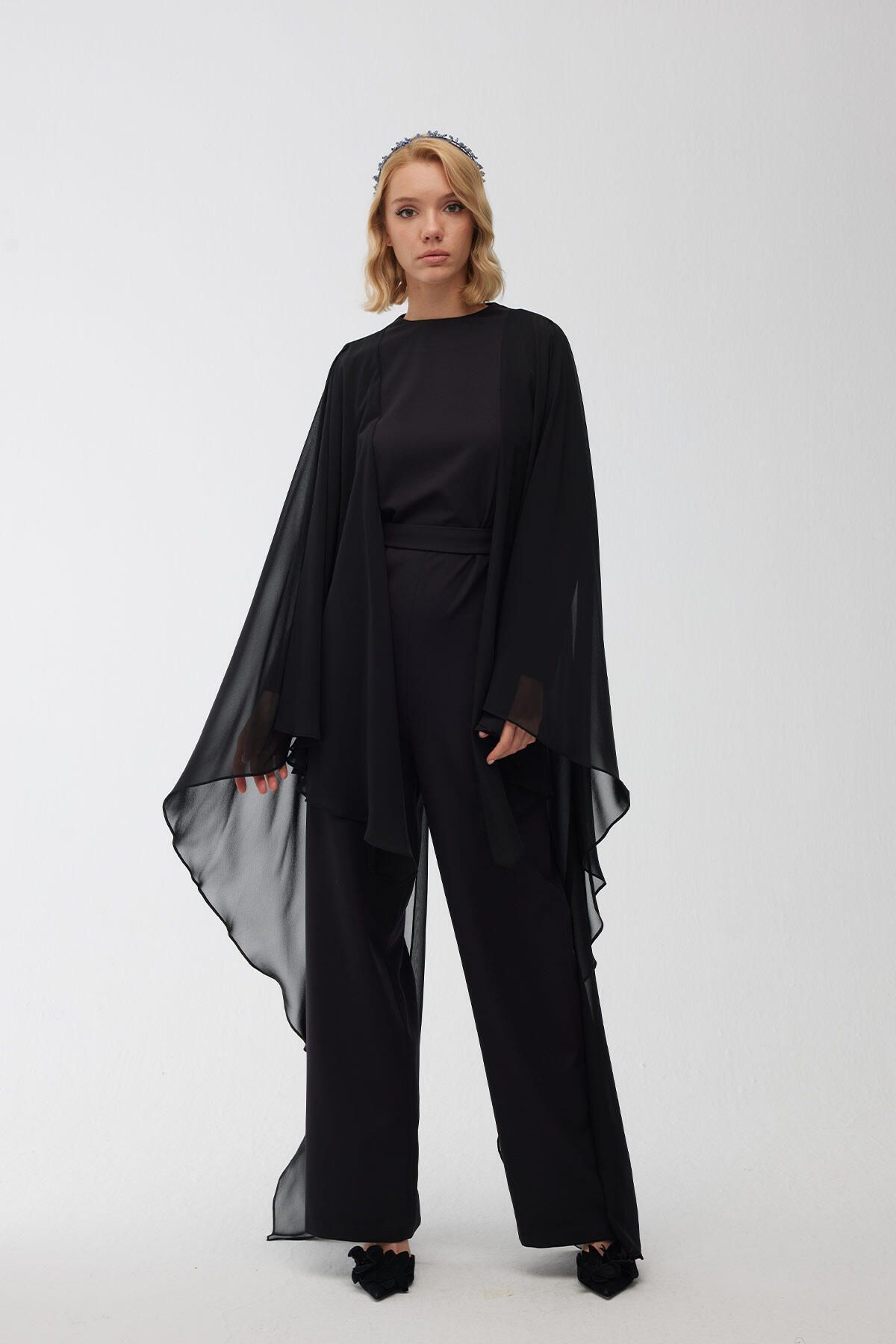 Long cape jumpsuit hot sale