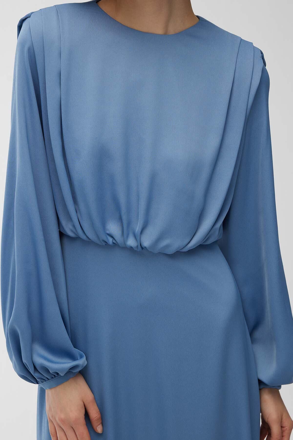 Manuka-Silk Satin Evening Dress Blue 4