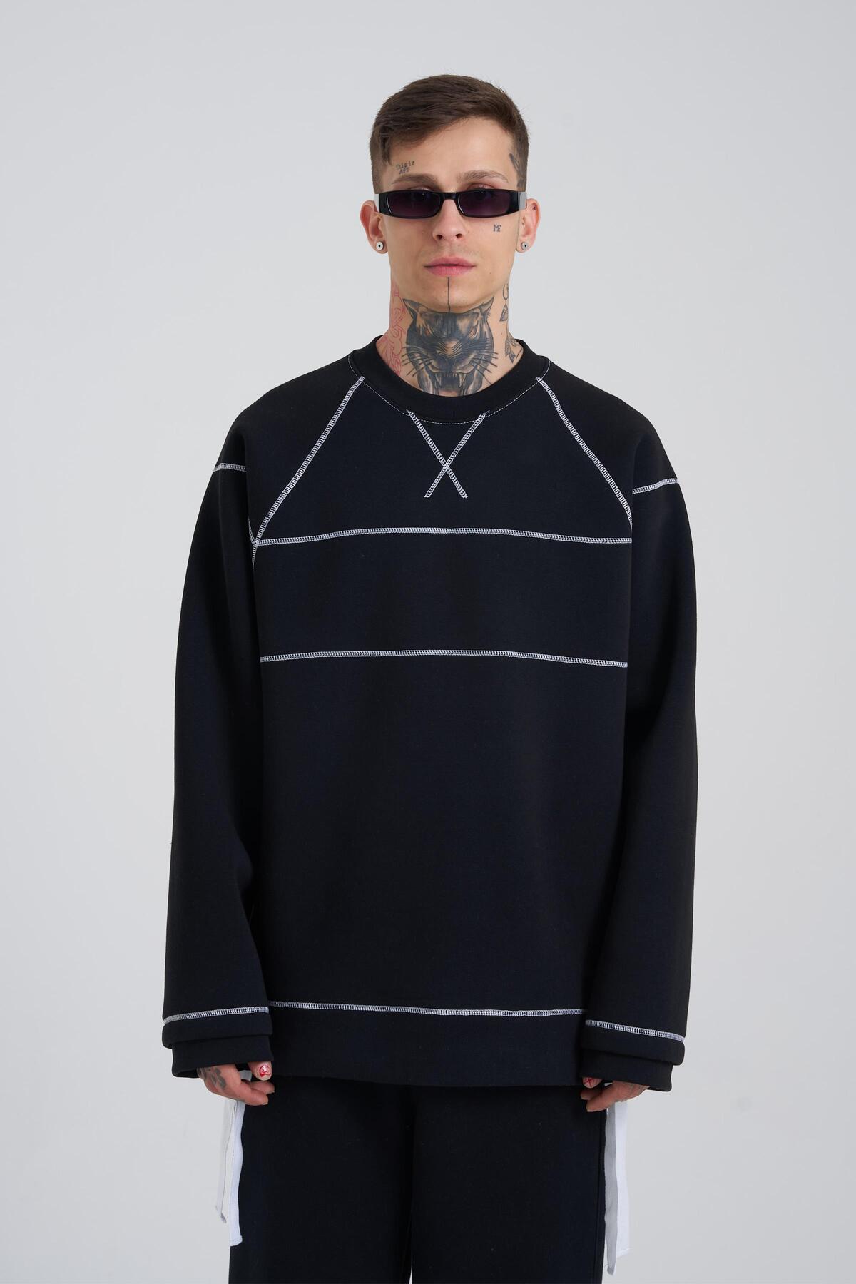 سوئیشرت مردانه با جزئیات دوخت اکرو سایز بزرگ