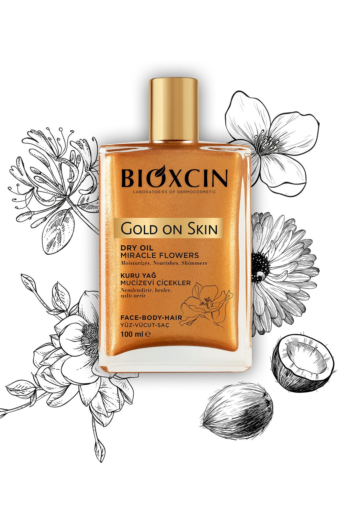 Bioxcin Gold On Skin Altın Parıltılı Kuru Yağ 100 ml 8680512632955